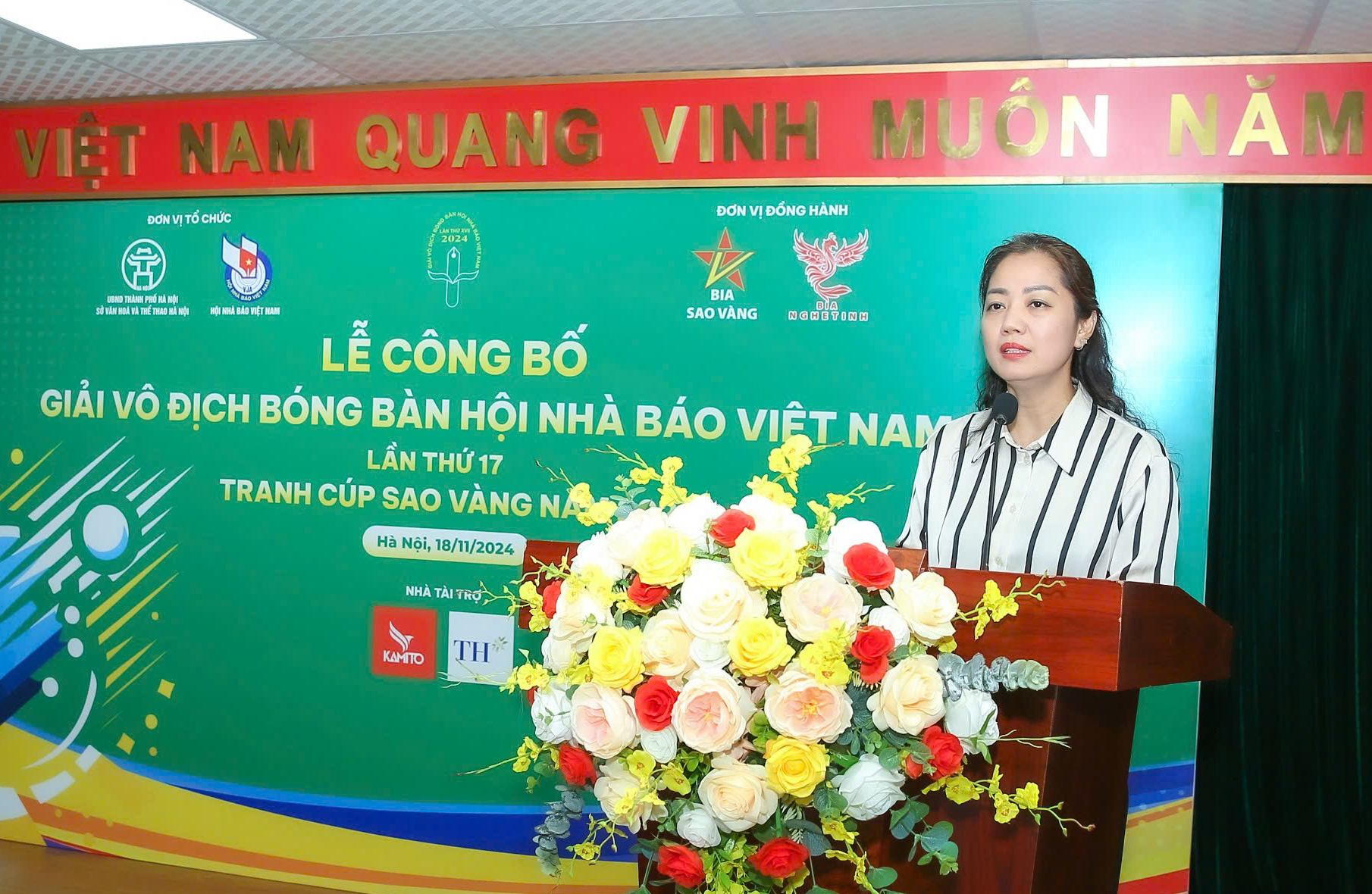 Bà Lê Mỹ Ái Linh, Quyền Giám đốc Trung tâm Văn hóa Báo chí, Phó Trưởng ban Thường trực Ban tổ chức Giải. Ảnh: Sơn Hải