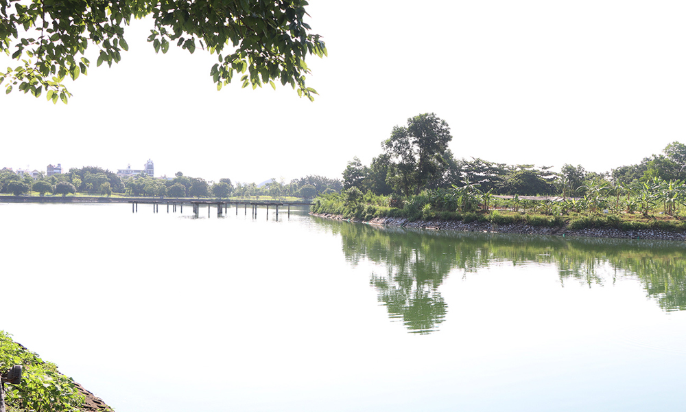 Khu vực hồ bên trong khuôn viên Công viên Hoàng Hoa Thám, phường Bắc Giang.