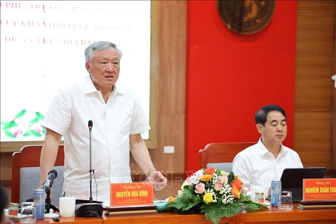 Phó thủ tướng Thường trực Nguyễn Hòa Bình, Trưởng Ban chỉ đạo 751 phát biểu kết luận tại buổi làm việc.