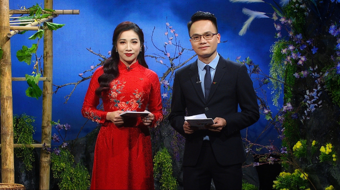 BTV, MC Hoài Đảm và BTV Mỹ Duyên trong chương trình đặc biệt “Tết với đồng bào 2022”.