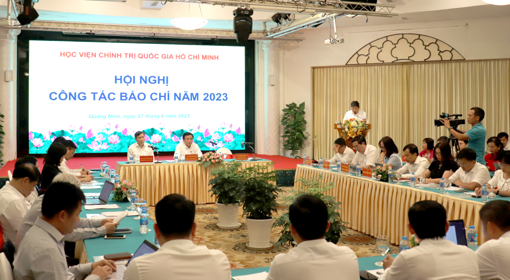 Các đại biểu tham dự hội nghị công tác báo chí học viện năm 2023. Ảnh: Hoàng Quỳnh