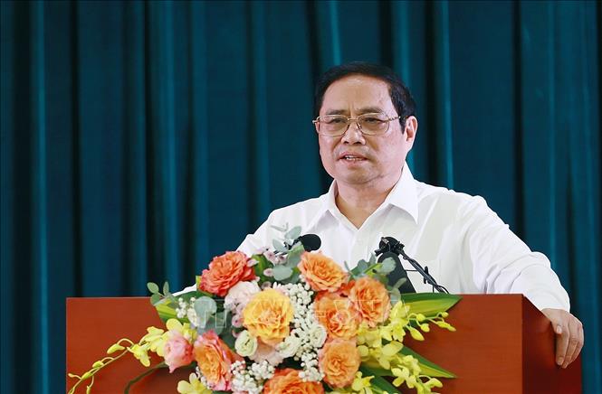 Thủ tướng Phạm Minh Chính phát biểu chỉ đạo tại buổi làm việc với Hội Nhà báo Việt Nam. Ảnh tư liệu: Dương Giang/TTXVN
