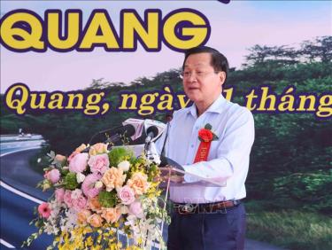 Đồng chí Lê Minh Khái, Bí thư Trung ương Đảng, Phó Thủ tướng Chính phủ phát lệnh khởi công Dự án xây dựng đường cao tốc Tuyên Quang - Hà Giang (giai đoạn 1). Ảnh: An Đăng/TTXVN