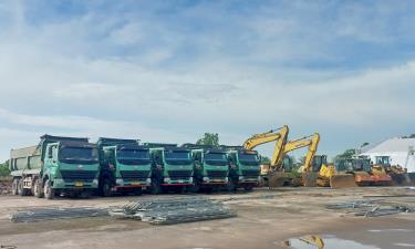 Hệ thống máy móc, thiết bị sẵn sàng cho Lễ khởi công.