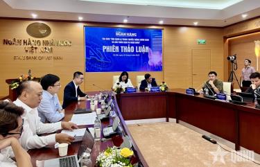 Quang cảnh buổi tọa đàm “Ứng dụng AI (trí tuệ nhân tạo) trong truyền thông chính sách và sản phẩm, dịch vụ ngân hàng”.